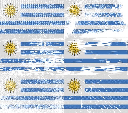 Flag of Uruguay with old texture. Vector illustrationのイラスト素材