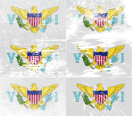 Flag of Virgin Islands US with old texture. Vector illustrationのイラスト素材