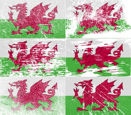 Flag of Wales with old texture. Vector illustrationのイラスト素材