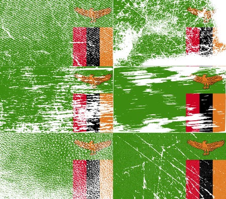 Flag of Zambia with old texture. Vector illustrationのイラスト素材
