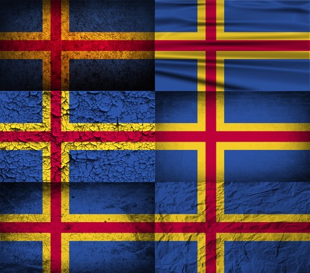 Flag of Aland with old texture. Vector illustrationのイラスト素材