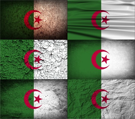 Flag of Algeria with old texture. Vector illustrationのイラスト素材