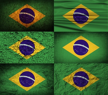 Flag of Brazil with old texture. Vector illustrationのイラスト素材