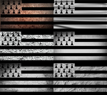 Flag of Brittany with old texture. Vector illustrationのイラスト素材