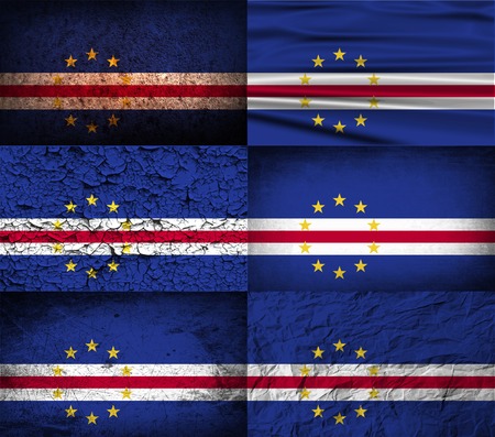 Flag of Cape Verde with old texture. Vector illustrationのイラスト素材