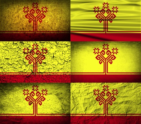 Flag of Chuvashia with old texture. Vector illustrationのイラスト素材