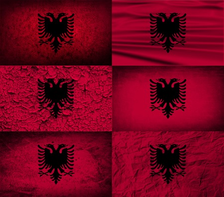 Flag of Albania with old texture. Vector illustrationのイラスト素材