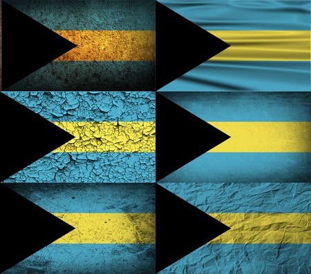 Flag of Bahamas with old texture. Vector illustrationのイラスト素材