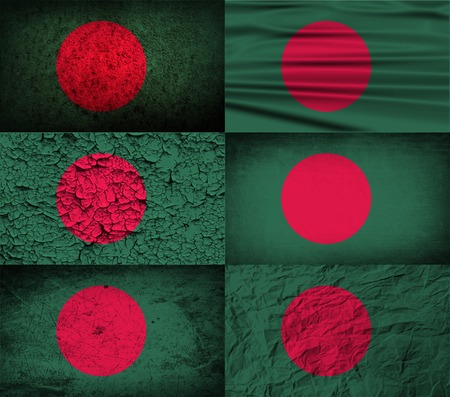 Flag of Bangladesh with old texture. Vector illustrationのイラスト素材
