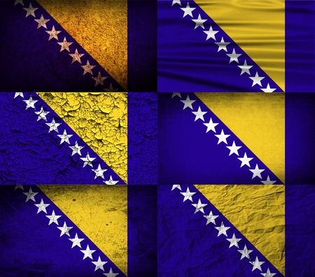 Flag of Bosnia and Herzegovina with old texture. Vector illustrationのイラスト素材