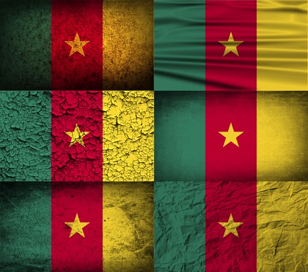 Flag of Cameroon with old texture. Vector illustrationのイラスト素材