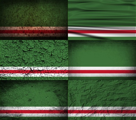 Flag of Chechen Republic of Ichkeria with old texture. Vector illustrationのイラスト素材