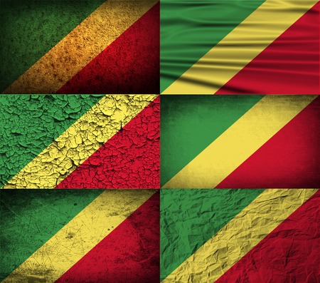 Flag of Congo Republic with old texture. Vector illustrationのイラスト素材