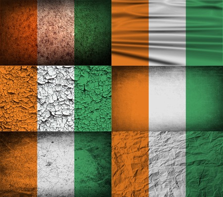 Flag of Cote divoire with old texture. Vector illustrationのイラスト素材