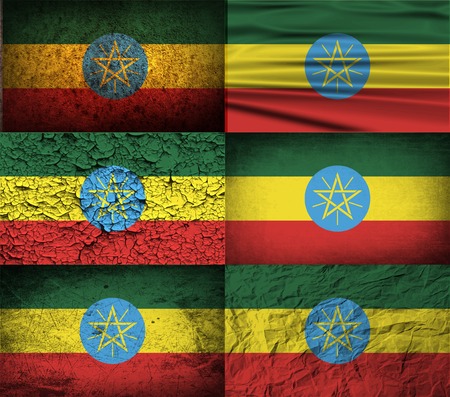 Flag of Ethiopia with old texture. Vector illustrationのイラスト素材