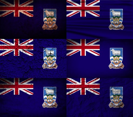 Flag of Falkland Islands with old texture. Vector illustrationのイラスト素材