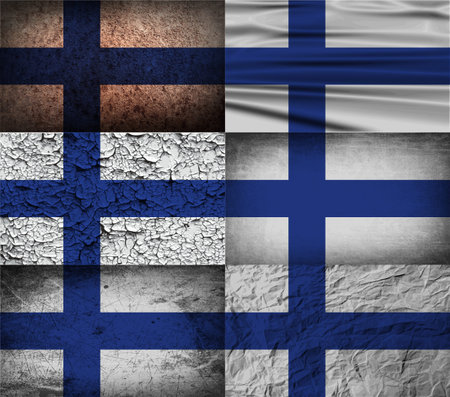 Flag of Finland with old texture. Vector illustrationのイラスト素材