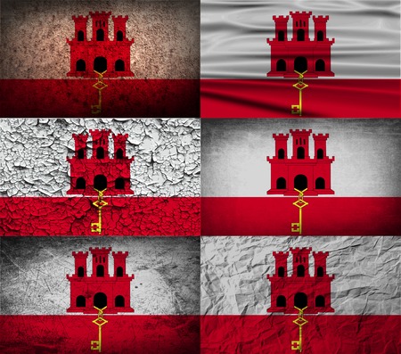 Flag of Gibraltar with old texture. Vector illustrationのイラスト素材