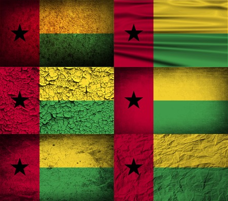 Flag of Guinea-Bissau with old texture. Vector illustrationのイラスト素材