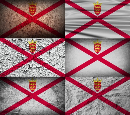 Flag of Jersey with old texture. Vector illustrationのイラスト素材
