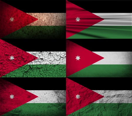Flag of Jordan with old texture. Vector illustrationのイラスト素材