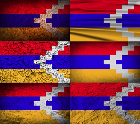 Flag of Karabakh Republic with old texture. Vector illustrationのイラスト素材