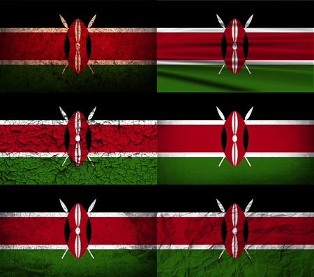 Flag of Kenya with old texture. Vector illustrationのイラスト素材