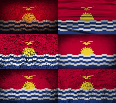 Flag of Kiribati with old texture. Vector illustrationのイラスト素材