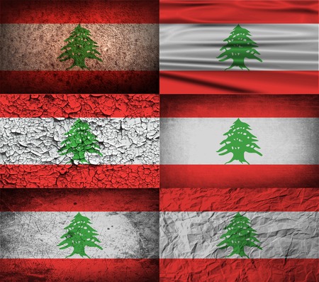Flag of Lebanon with old texture. Vector illustrationのイラスト素材