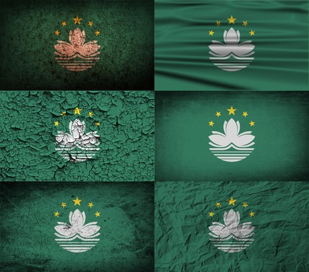 Flag of Macau with old texture. Vector illustrationのイラスト素材