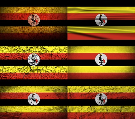 Flag of Uganda with old texture. Vector illustrationのイラスト素材