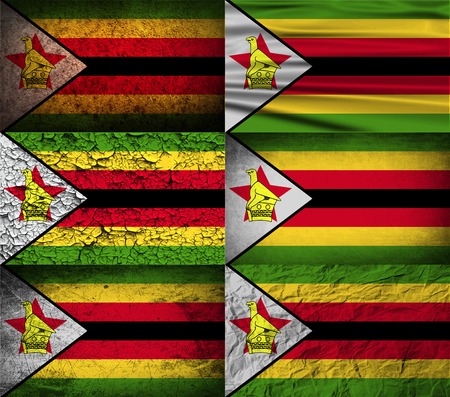 Flag of Zimbabwe with old texture. Vector illustrationのイラスト素材