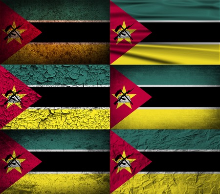 Flag of Mozambique with old texture. Vector illustrationのイラスト素材