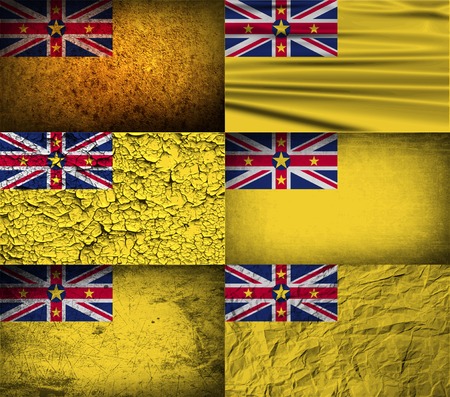 Flag of Niue with old texture. Vector illustrationのイラスト素材