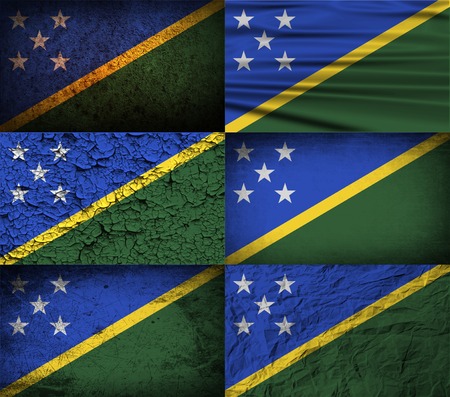 Flag of Solomon Islands with old texture. Vector illustrationのイラスト素材