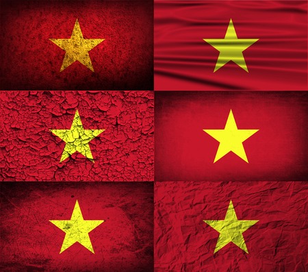Flag of Vietnam with old texture. Vector illustrationのイラスト素材