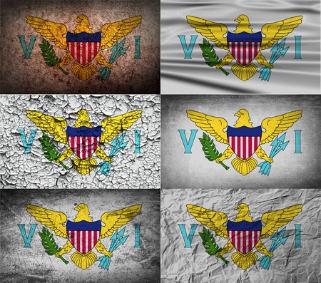 Flag of Virgin Islands US with old texture. Vector illustrationのイラスト素材