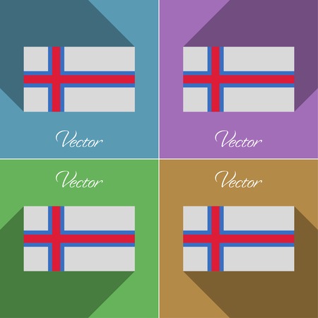 Flags of Faroe Islands. Set of colors flat design and long shadows. Vector illustrationのイラスト素材