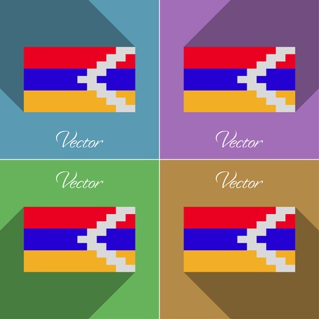 Flags of Karabakh Republic. Set of colors flat design and long shadows. Vector illustrationのイラスト素材