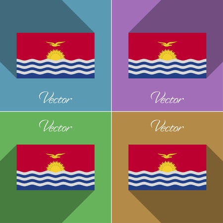 Flags of Kiribati. Set of colors flat design and long shadows. Vector illustrationのイラスト素材