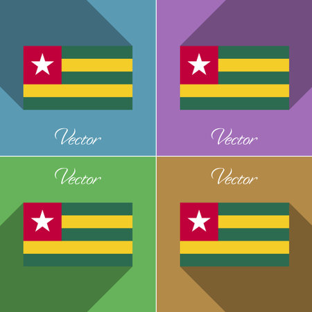 Flags of Togo. Set of colors flat design and long shadows. Vector illustrationのイラスト素材