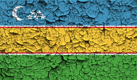 Flag of Karakalpakstan with old texture.  illustrationの写真素材