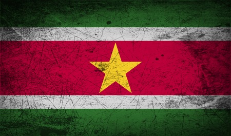 Flag of Suriname with old texture.  illustrationの写真素材