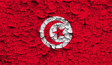 Flag of Tunisia with old texture.  illustrationの写真素材