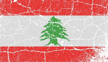 Flag of Lebanon with old texture.  illustrationの写真素材