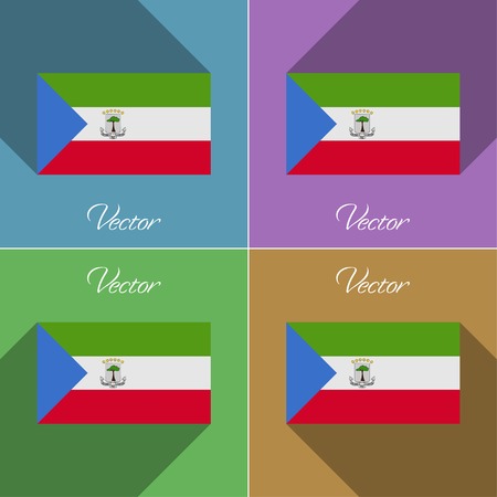 Flags of Equatorial Guinea. Set of colors flat design and long shadows.  illustrationの写真素材