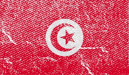 Flag of Tunisia with old texture.  illustrationの写真素材