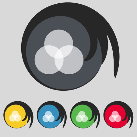 Color scheme icon sign. Symbol on five colored buttons. Vector illustrationのイラスト素材