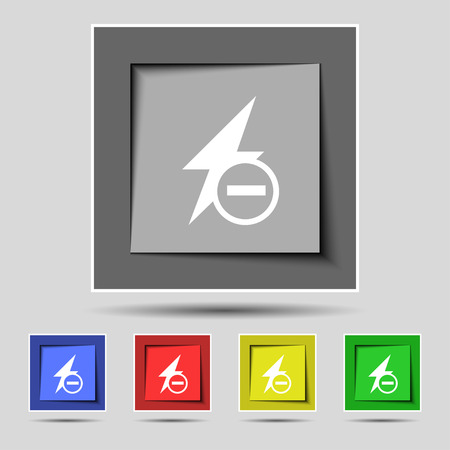Photo flash icon sign on the original five colored buttons. Vector illustrationのイラスト素材