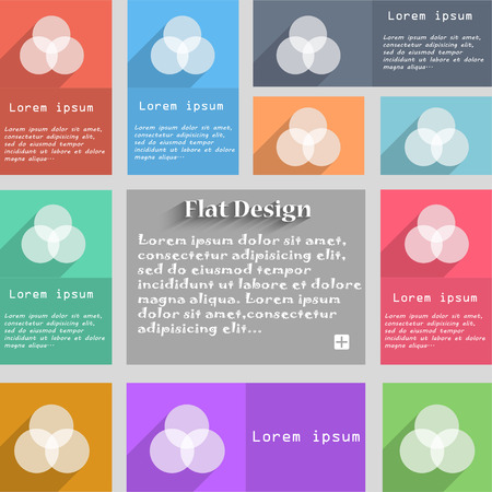 Color scheme icon sign. Set of multicolored buttons. Metro style with space for text. The Long Shadow Vector illustrationのイラスト素材
